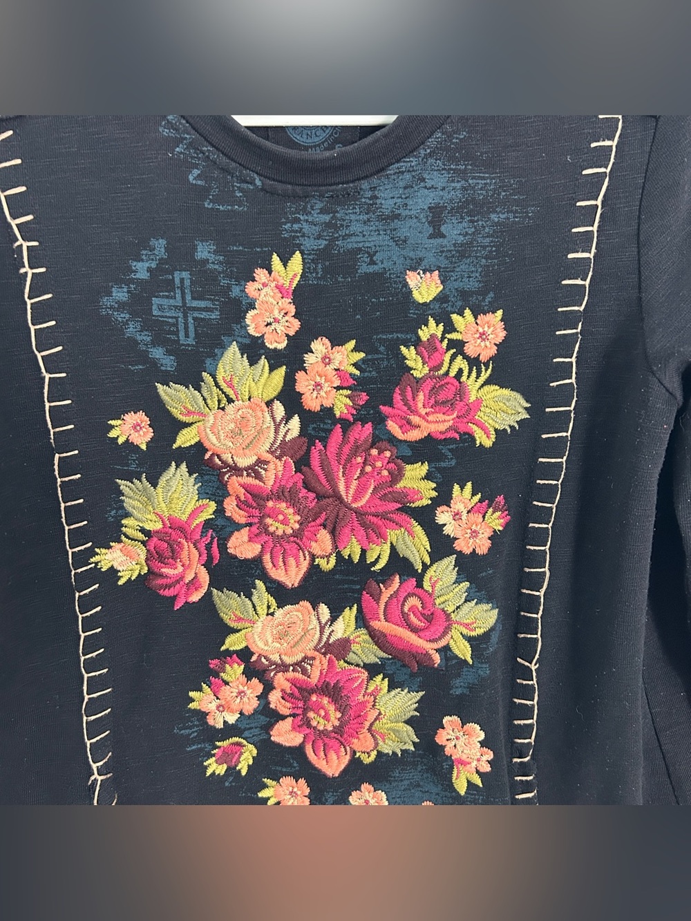 Double D Ranch Embroidered Floral Sweatshirt Untamed Territory Black Size Small - Picture 6 of 14